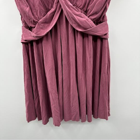 Free People Cupro Criss Cross Maeve Dusty Pink Short Sleeve Faux Wrap Mini Dress - Picture 4 of 10